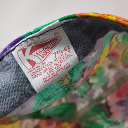 Kromer Baseball Cap Green Yellow Purple 7 3/4 Floral All Over Print Union Made