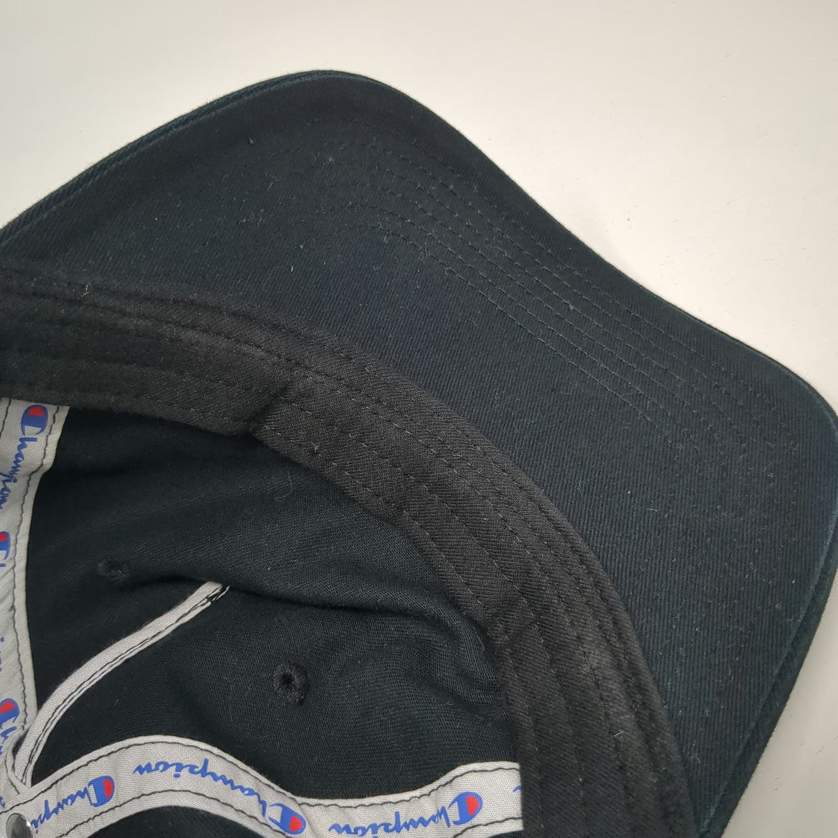 Champion 5 Panel Black One Size Slideback Cotton Embroidered Side Logo Hat