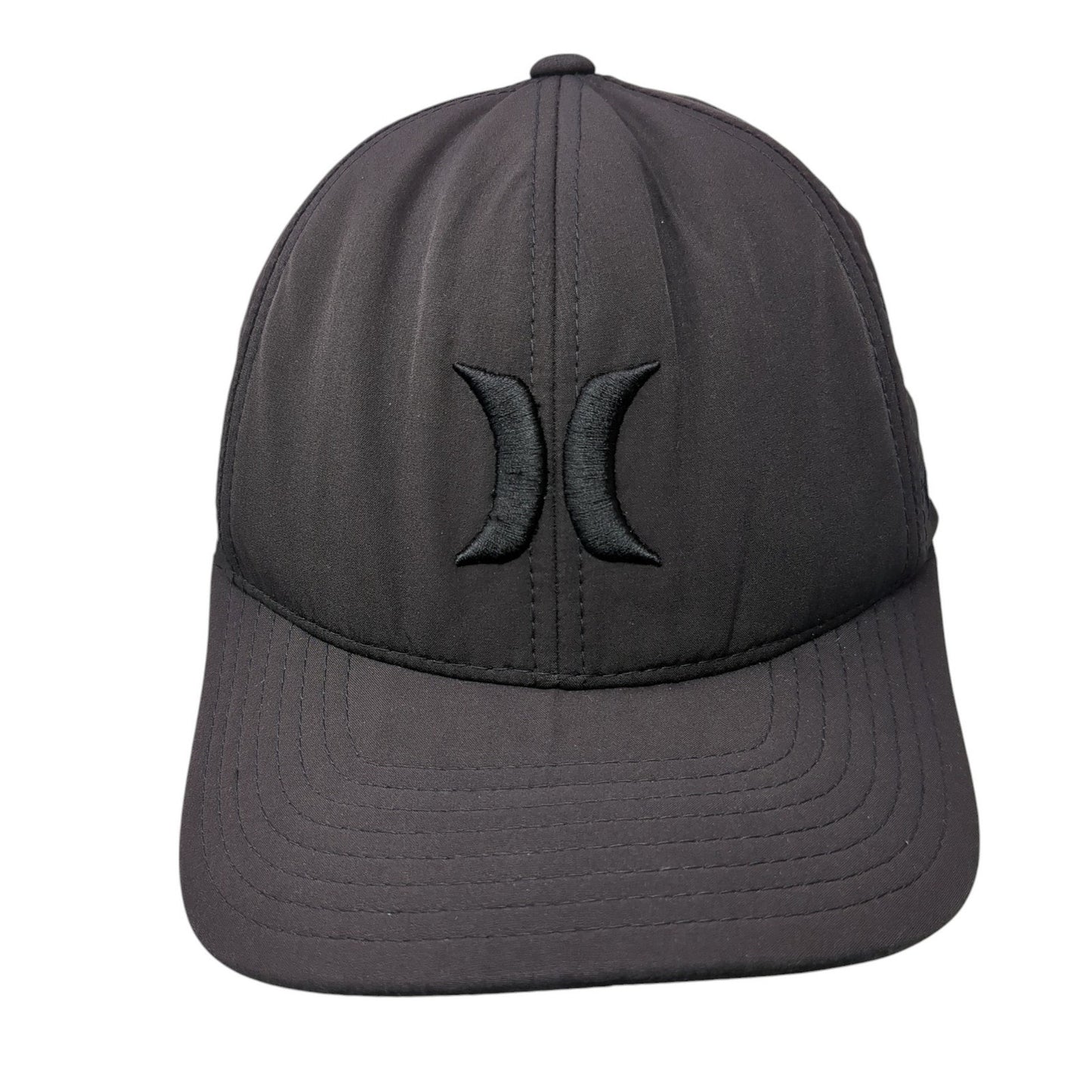 Hurley Fitted Mesh Back Hat Black Embroidered Logo Size S-M Poly Blend