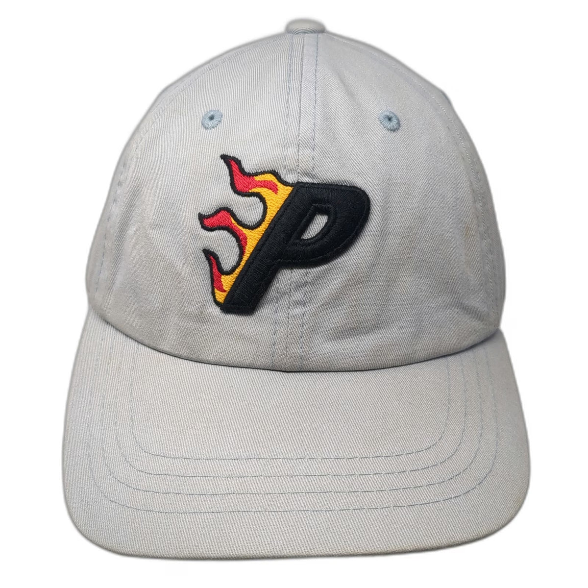 Palace Baseball Cap Gray One Size Flaming P Embroidered Logo Adjustable Hat