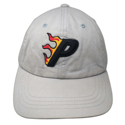 Palace Baseball Cap Gray One Size Flaming P Embroidered Logo Adjustable Hat