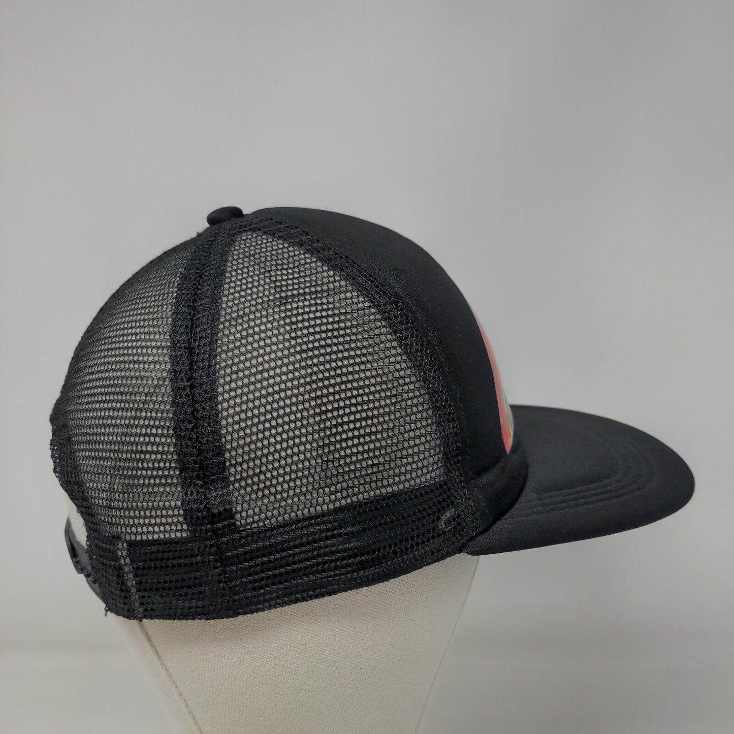 Rainbow Snapback Trucker Hat Black One Size Adjustable Mesh Back Breathable