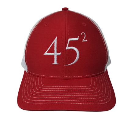 45 Squared Snapback Mesh Back Trucker Hat Red One Size Richardson