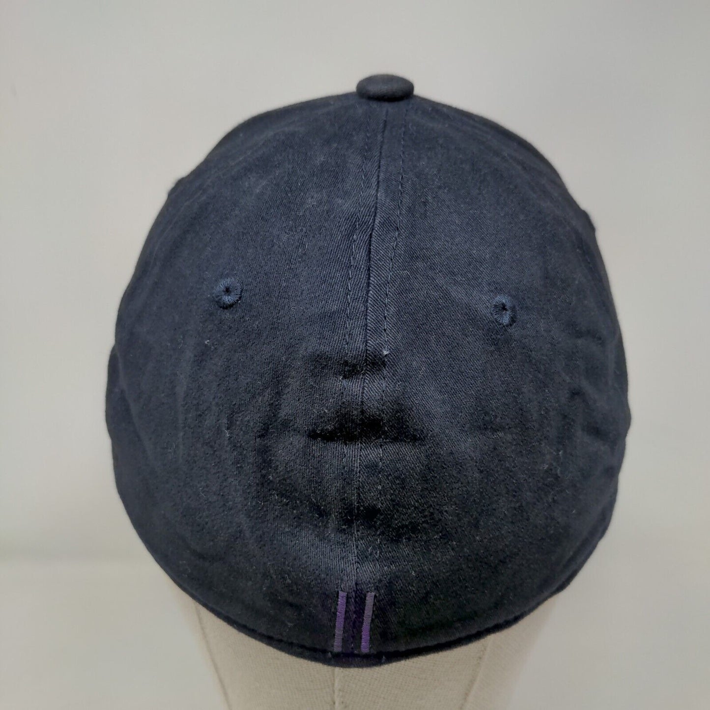 Gents Fitted Hat Blue Medium Breathable Vented Holes Blank 6 Panel