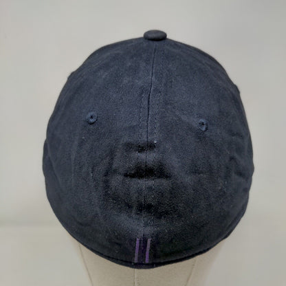 Gents Fitted Hat Blue Medium Breathable Vented Holes Blank 6 Panel