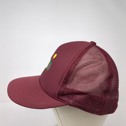 Luna Basics Snapback Trucker Hat Red OS Adjustable Embroidered Mesh Back Rope