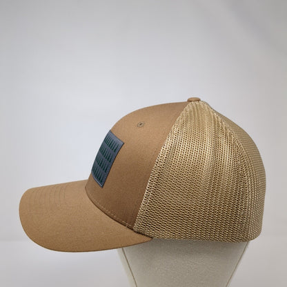 Tree Flag Unisex Fitted Trucker Hat Brown L/XL Mesh Back Patriotic Columbia