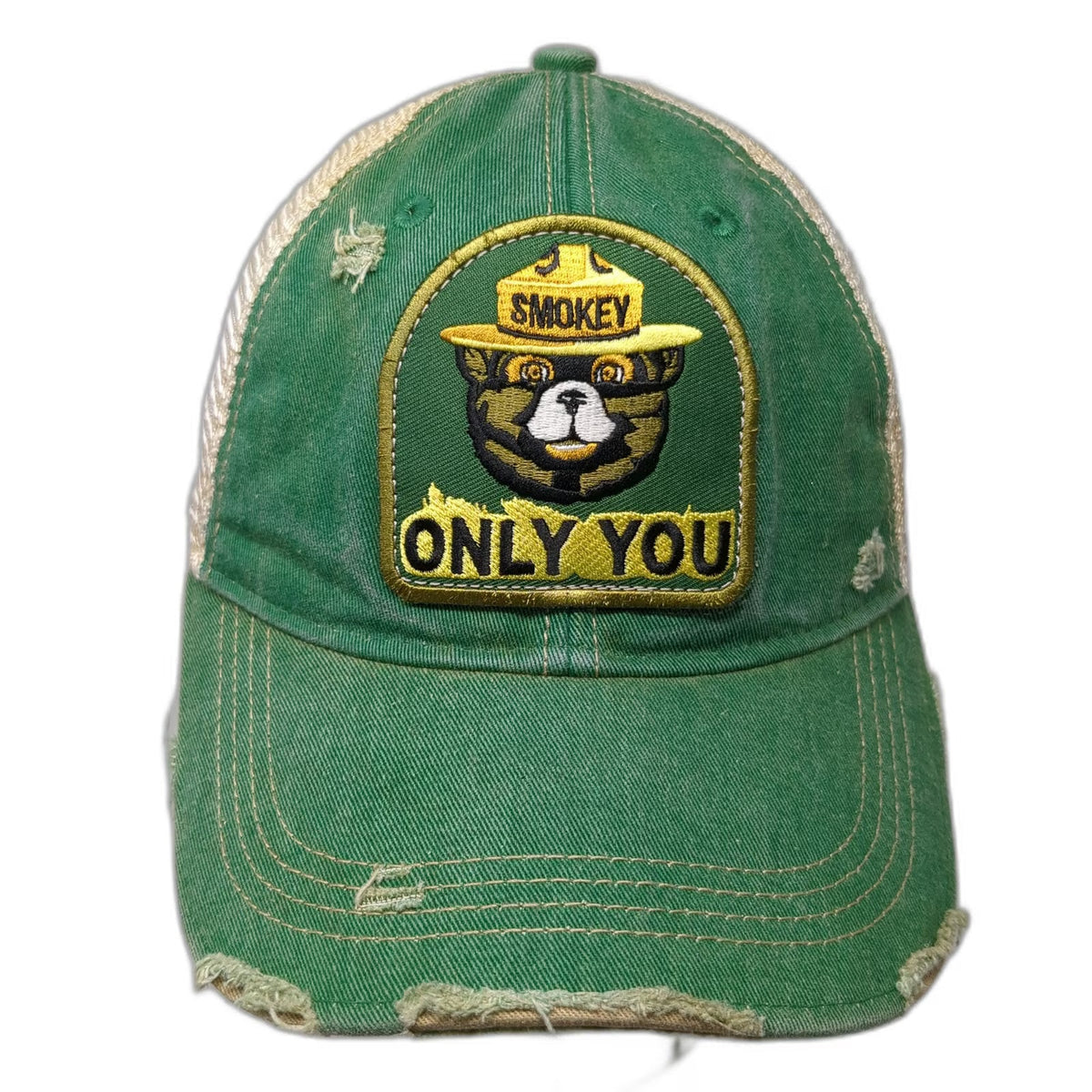 Headmost Trucker Hat Green One Size Smokey Bear Only You Patch Mesh Snapback