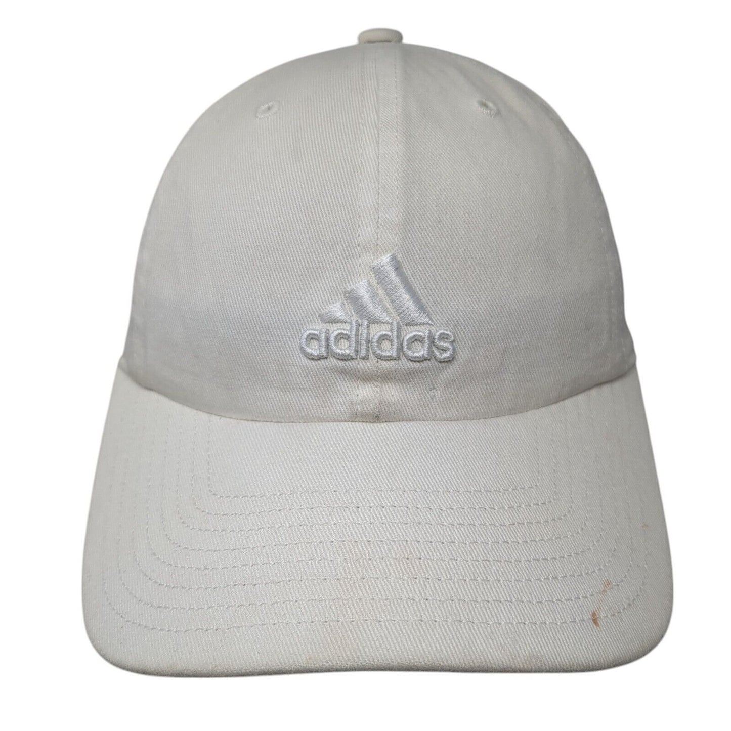 Adidas Slideback Hat White One Size Adjustable Climalite 3 Stripes
