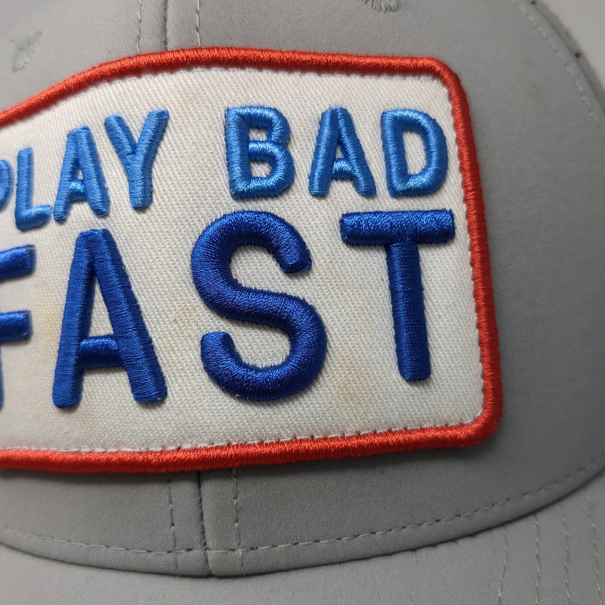 GHOST Trucker Hat Gray One Size Play Bad Fast Patch Perforated Golf Snapback Cap