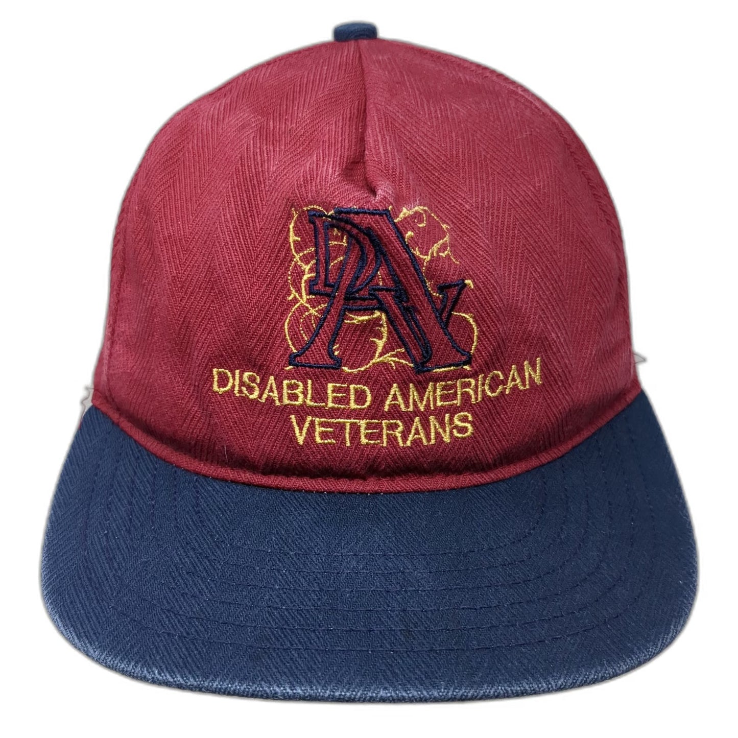 Flockaps 5 Panel Red Blue OS Disabled American Veterans Slideback Hat Vintage