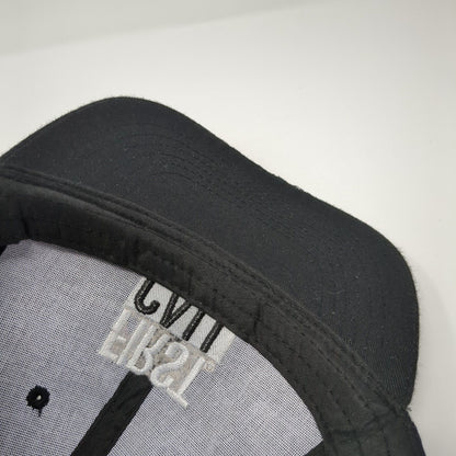 First Call Strapback Hat Black Size 58cm Adjustable Embroidered 6 Panel