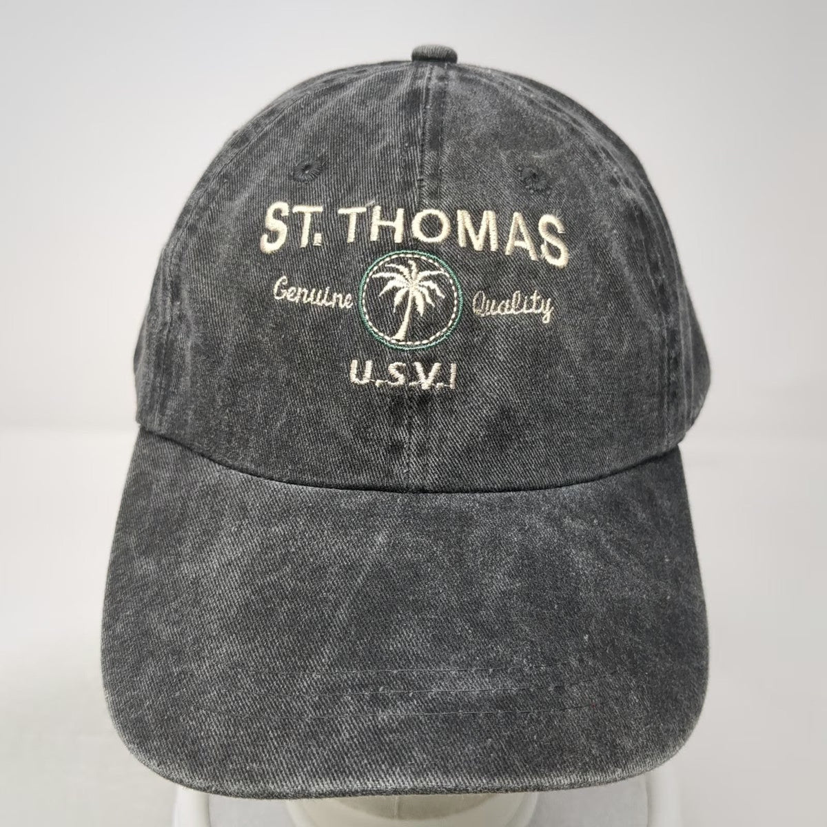 Youth Athletics St. Thomas USVI Palm Tree Gray Baseball Cap Hat OSFM Slideback