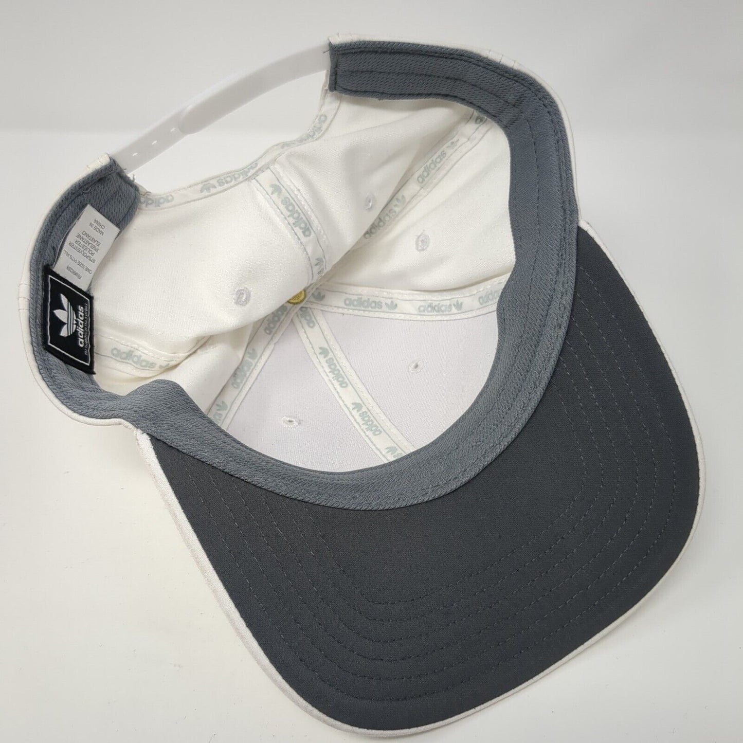 Adidas Trefoil Snapback Hat White One Size Adjustable Solid 6 Panel