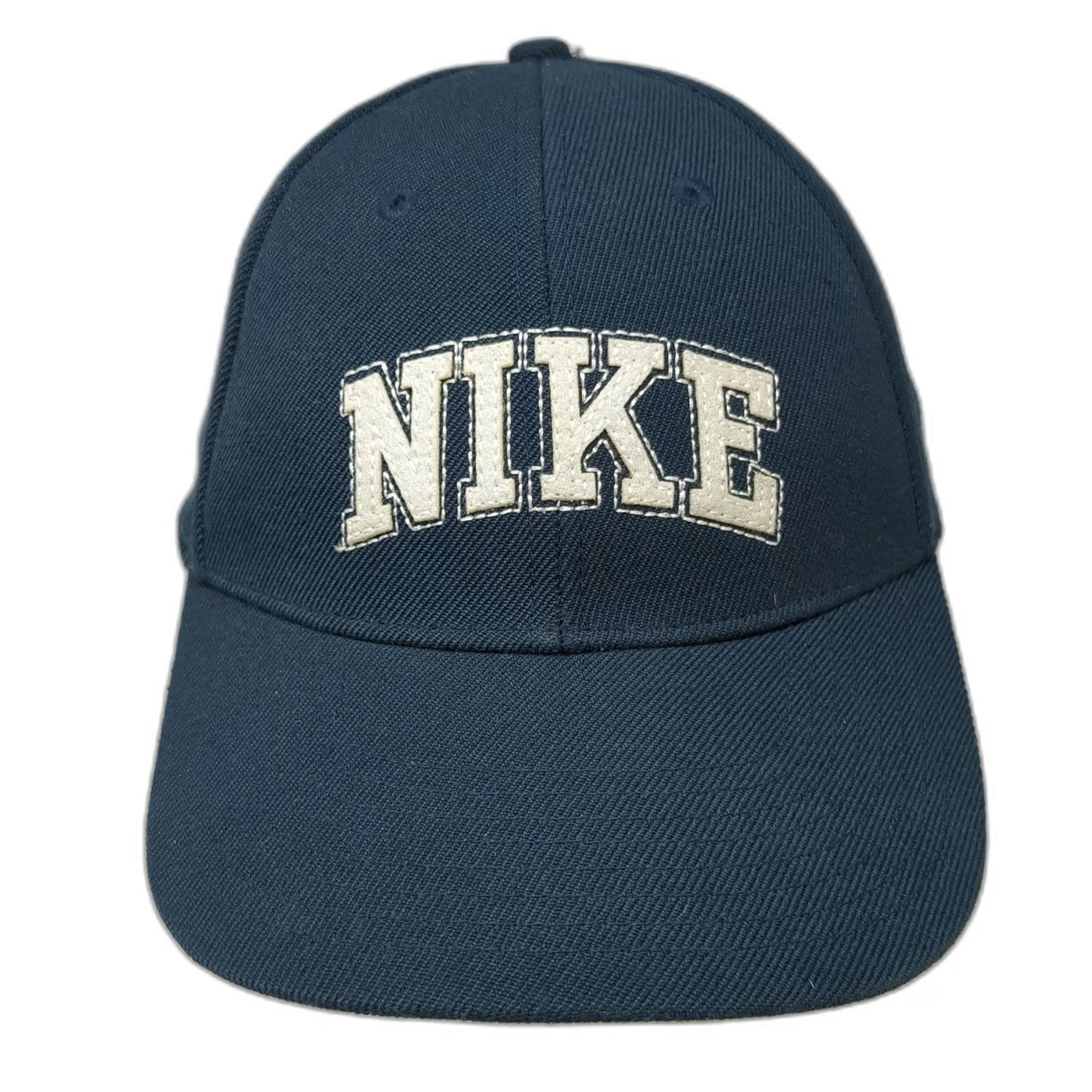 Nike Baseball Cap Blue Slideback Wool Blend Embroidered Logo Hat Swoosh Gray Tag
