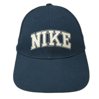 Nike Baseball Cap Blue Slideback Wool Blend Embroidered Logo Hat Swoosh Gray Tag