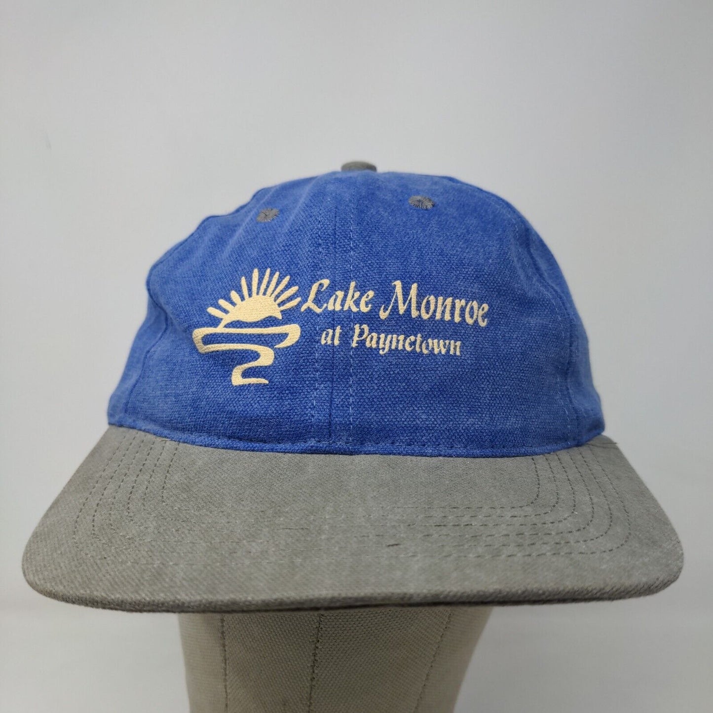 Unbranded Men's Snapback Hat Blue OSFA Graphic Lake Monroe Paynetown Logo Cotton