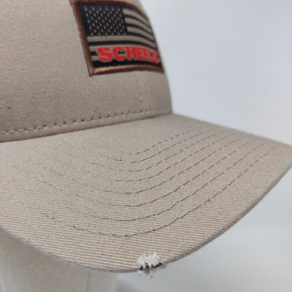 Scheels Snapback Trucker Hat Tan One Size Adjustable Mesh Back Patriotic 6 Panel