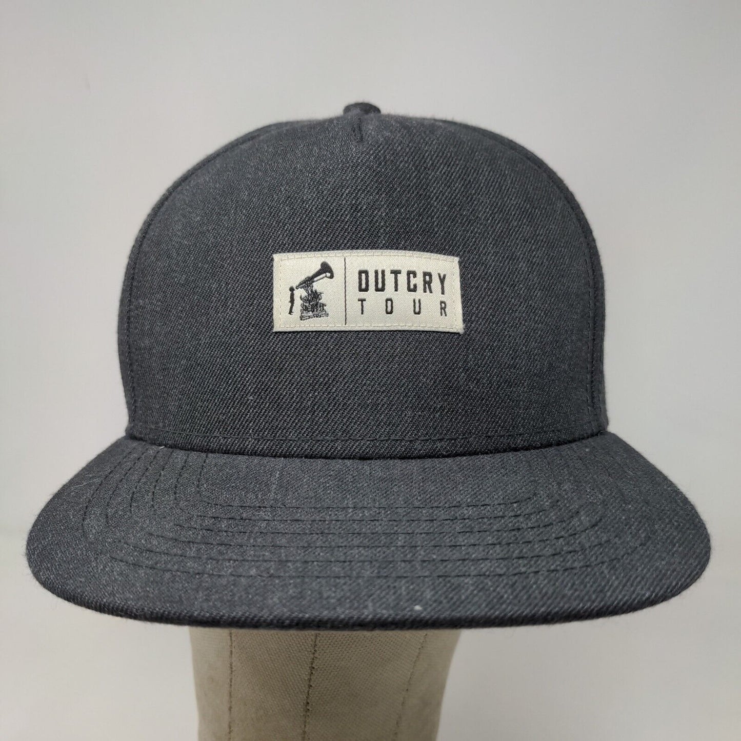 Otto Men's Snapback Hat Gray OSFM Embroidered Outcry Tour Logo Acrylic Wool