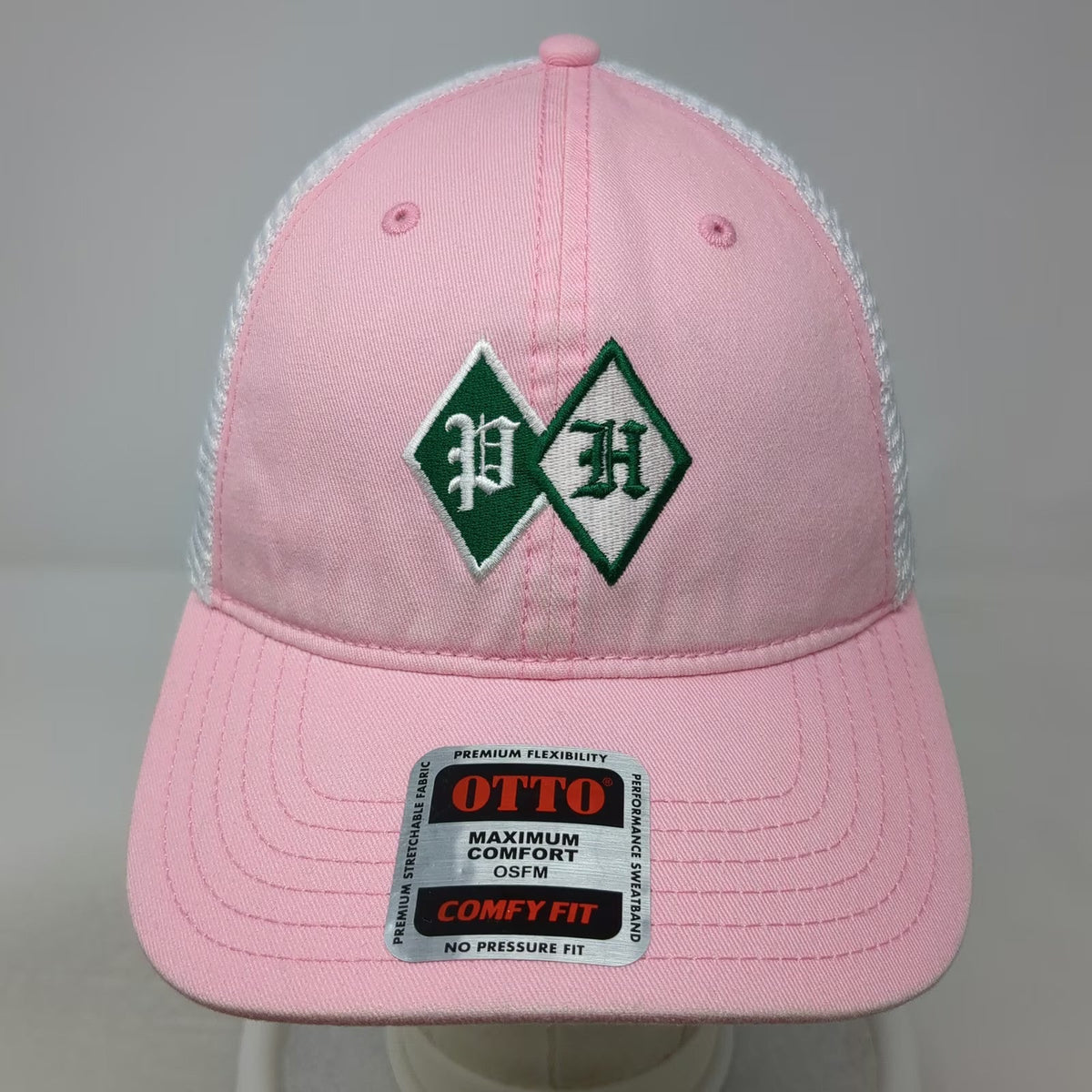 OTTO Trucker Hat Pink White One Size Mesh Snapback Parker House PH Logo Cotton