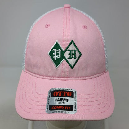 OTTO Trucker Hat Pink White One Size Mesh Snapback Parker House PH Logo Cotton