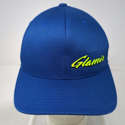 Flexfit Baseball Cap Blue M Glamis Script Logo Curved Brim Structured Hat