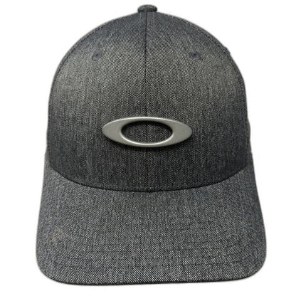 Oakley Baseball Cap Gray M Metal Logo Flexfit Heathered Fitted Hat Stretch