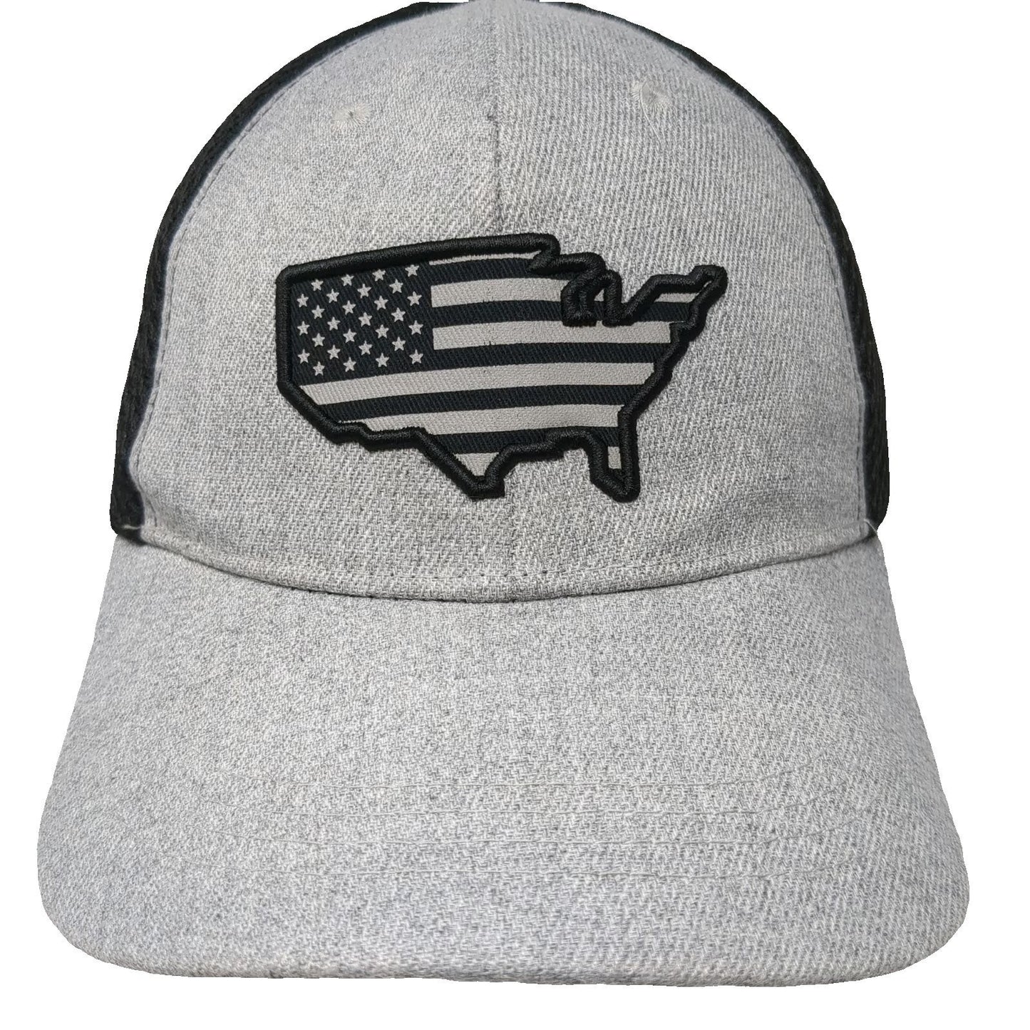 Highland Tactical Baseball Cap Gray Black One Size USA Flag Patch Mesh Back