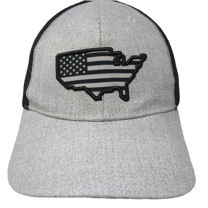 Highland Tactical Baseball Cap Gray Black One Size USA Flag Patch Mesh Back