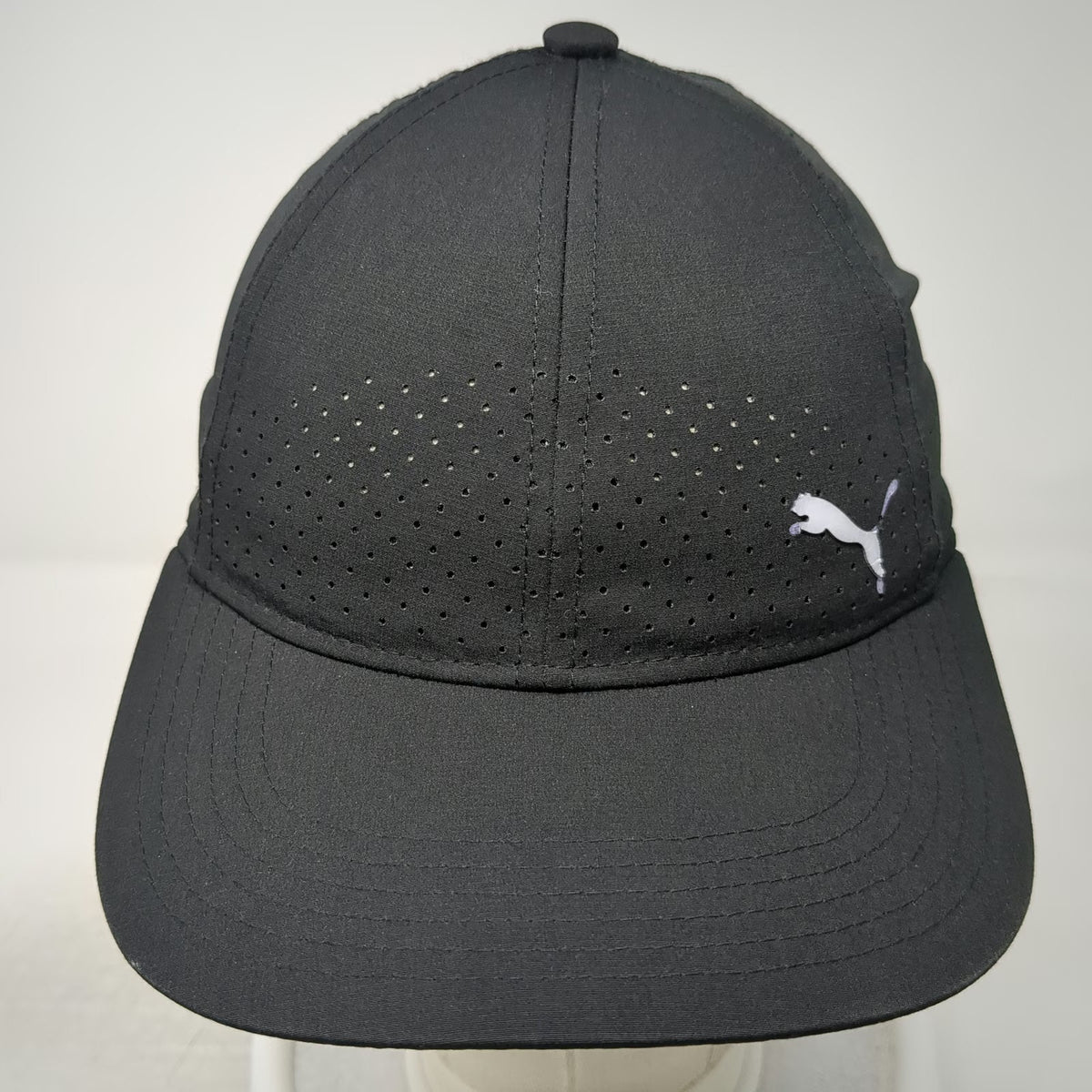 Puma Snapback Black One Size Hat Perforated Performance Sport Athletic Golf Cap