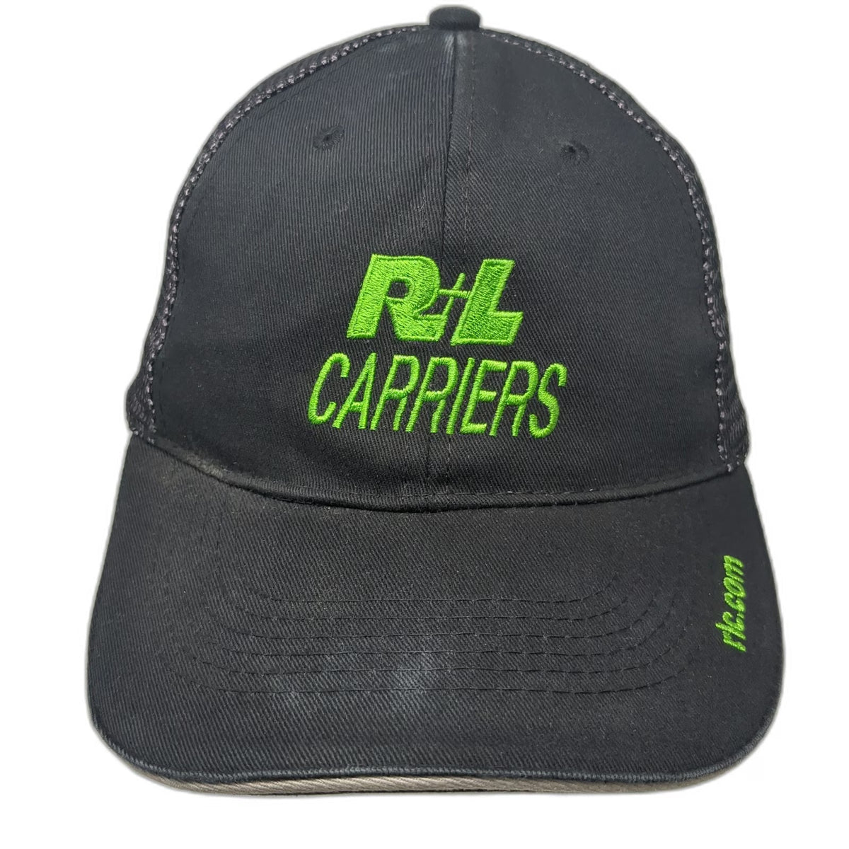 R+L Carriers Trucker Hat Black One Size Mesh Back Snapback Green Embroidery Logo