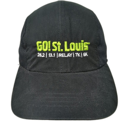 Headsweats Baseball Cap Black OSFM GO! St. Louis Marathon Running Mesh Strapback