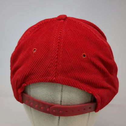 Trucker Red One Size Corduroy Snapback Hat Certified Graphic Embroidered Logo