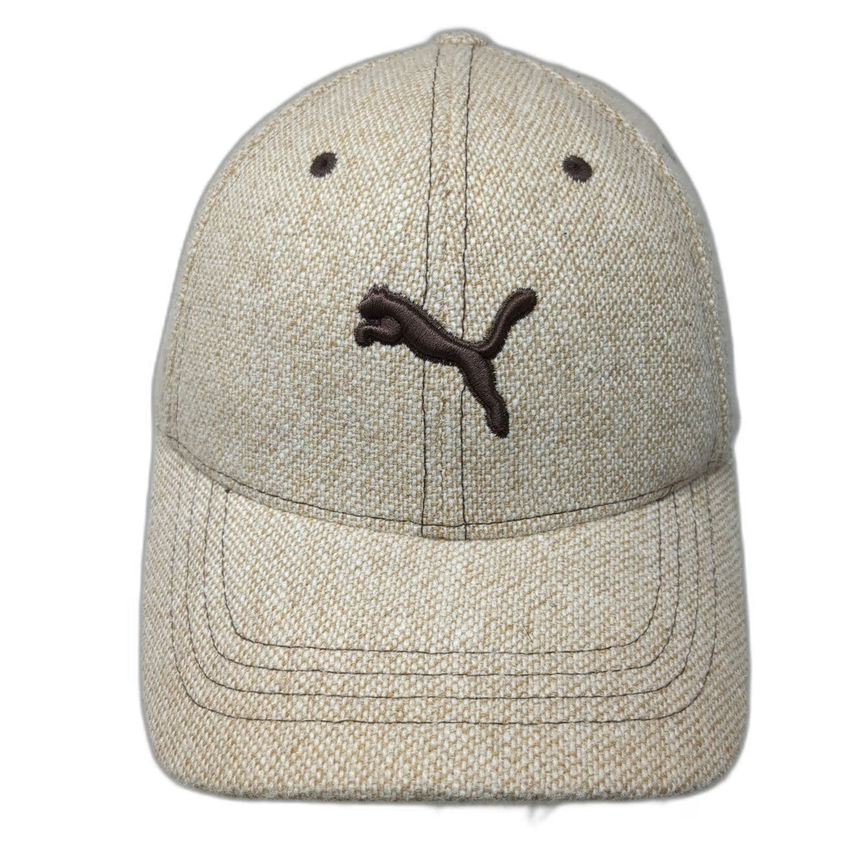 Puma Baseball Cap Beige XL Flexfit Wool Blend Embroidered Logo Hat Athletic