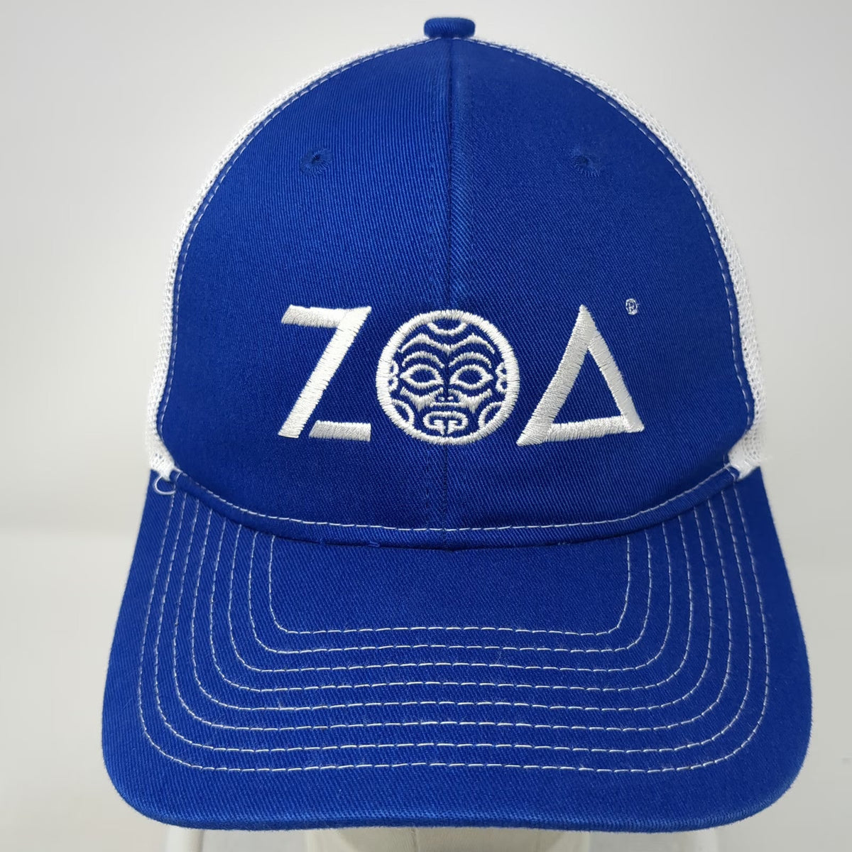 Port Authority Trucker Hat Blue White One Size ZOA Energy Drink Tiki Snapback