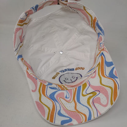 Good Energy Club Smiley Emoji Slideback Hat White OSFM Adjustable Embroidered