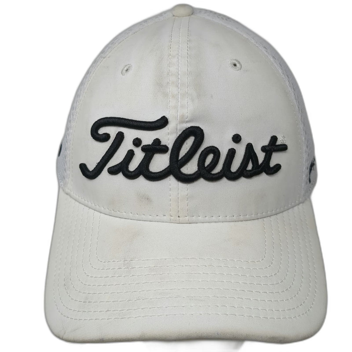Titleist Baseball Cap White L Mesh Back Stretch Fit New Era Pro V1 FJ Golf Hat