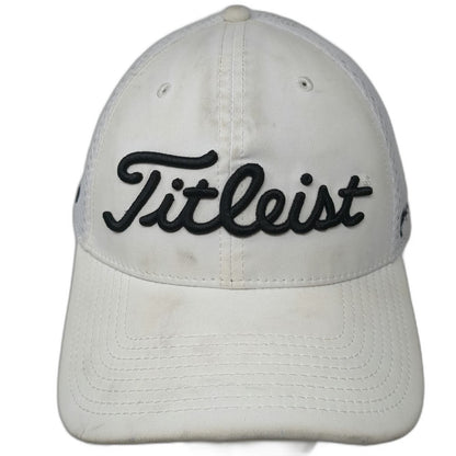 Titleist Baseball Cap White L Mesh Back Stretch Fit New Era Pro V1 FJ Golf Hat
