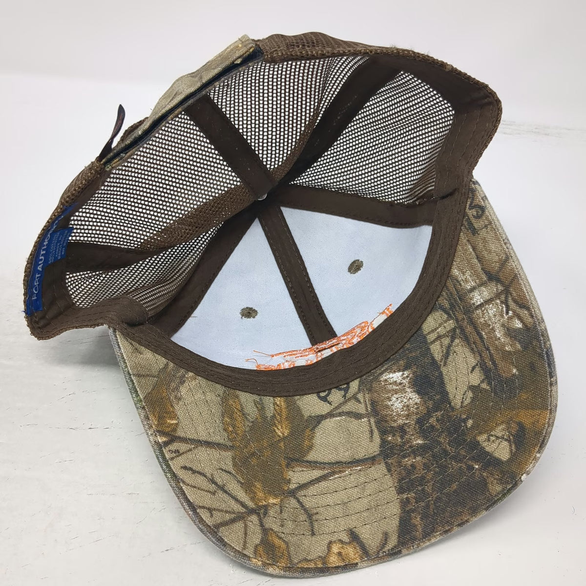 Port Authority Baseball Cap Brown One Size Camo Mesh Back Embroidered Logo Hat