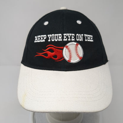 Keep Your Eye On The Ball Strapback Hat Black OS Adjustable Embroidered Cotton