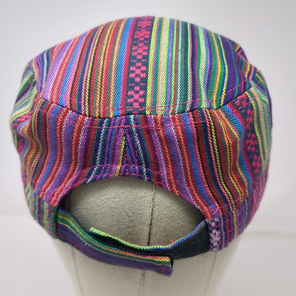 Nexgen Army Cap Purple Red One Size Strapback Hat Woven Cotton Striped Pattern