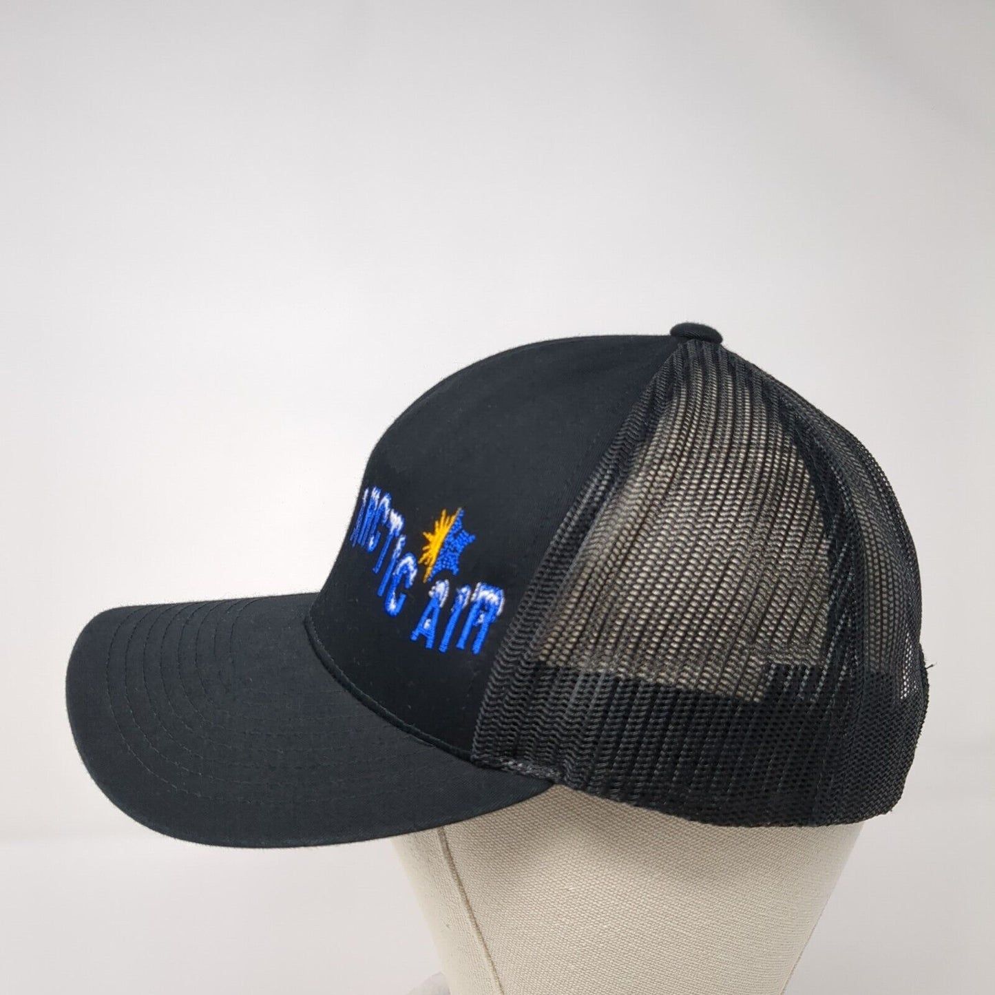 Arctic Air Snapback Trucker Hat Black OSFA Adjustable Embroidered Mesh Back