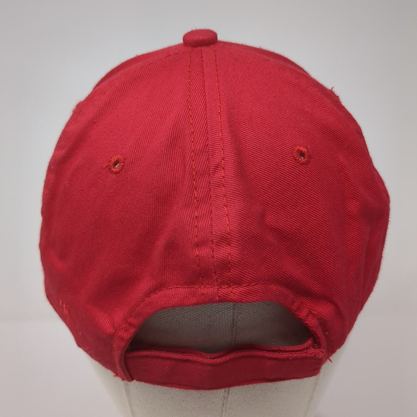 Outdoor Cap Strapback Hat Red One Size Solid Adjustable 6 Panel Logo