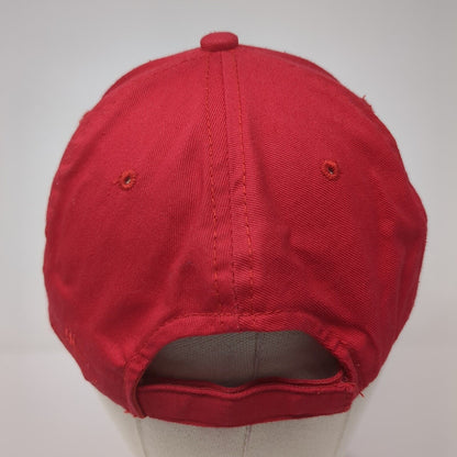Outdoor Cap Strapback Hat Red One Size Solid Adjustable 6 Panel Logo