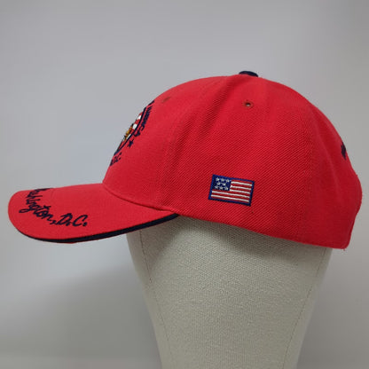Baseball Cap Red One Size Washington DC USA Eagle Patriotic Flag Strapback Hat