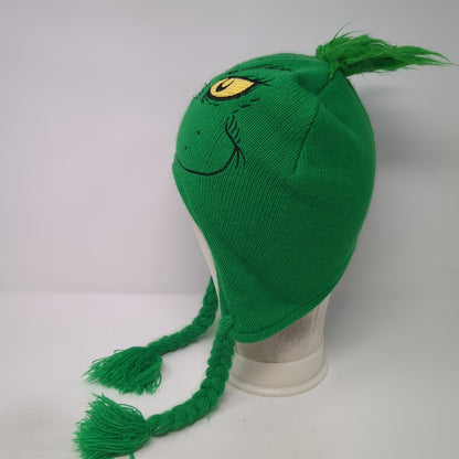 Dr. Seuss The Grinch Knit Beanie Hat Green One Size Braided Embroidered