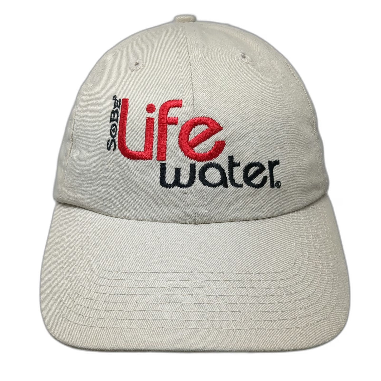 SoBe Life Water Beige One Size Baseball Cap Embroidered Logo Hat Slideback