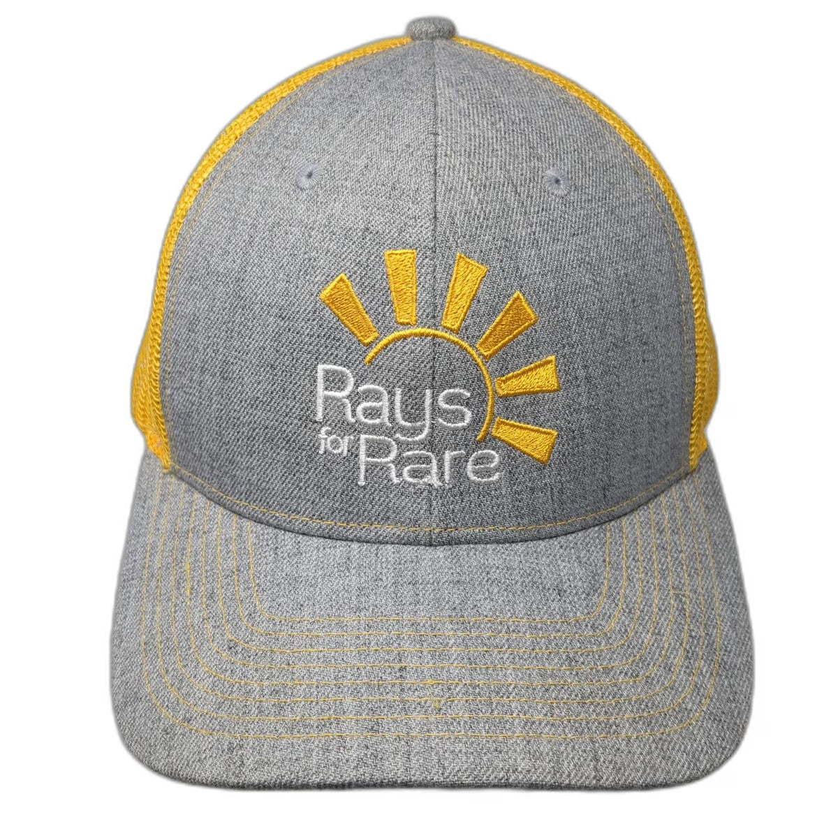 Fahrenheit Headwear Trucker Hat Gray Yellow One Size Rays for Rare Snapback Mesh
