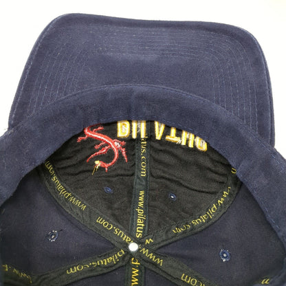 Pilatus Strapback Hat Blue One Size Adjustable Embroidered Vented Holes 6 Panel