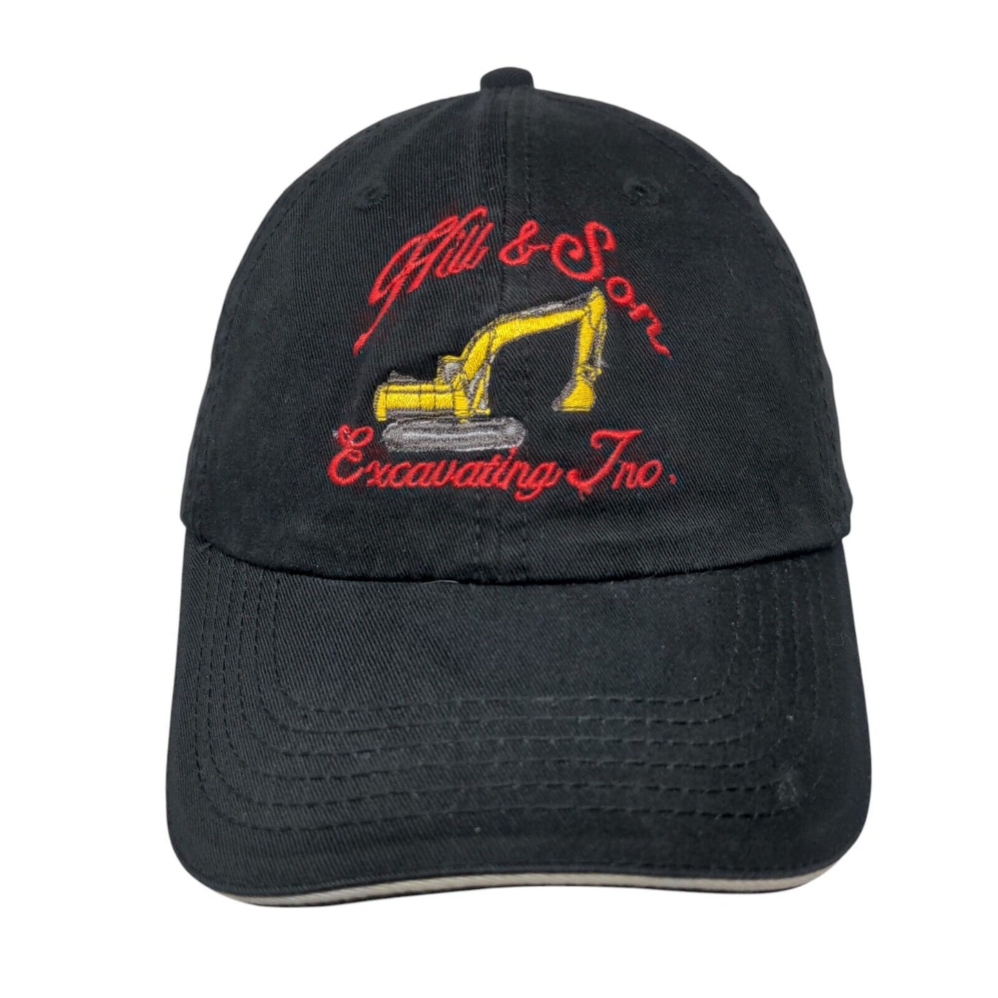 Hill & Son Excavating Strapback Hat Black One Size Port & Company
